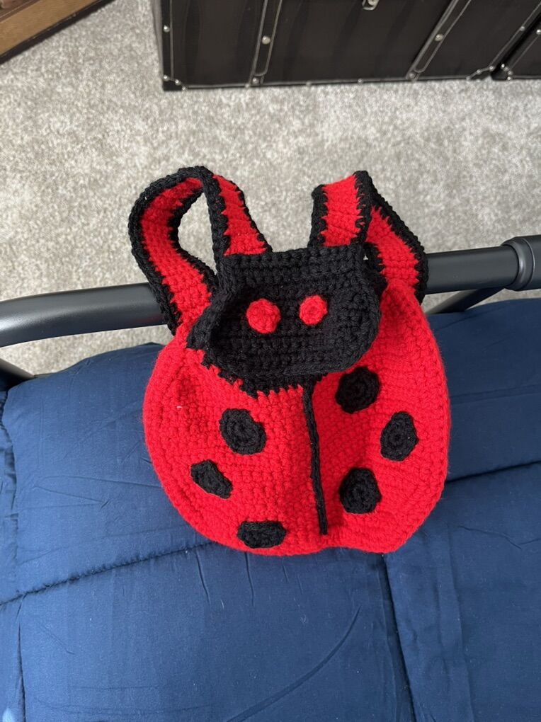 Hand Crocheted Ladybug Backpack