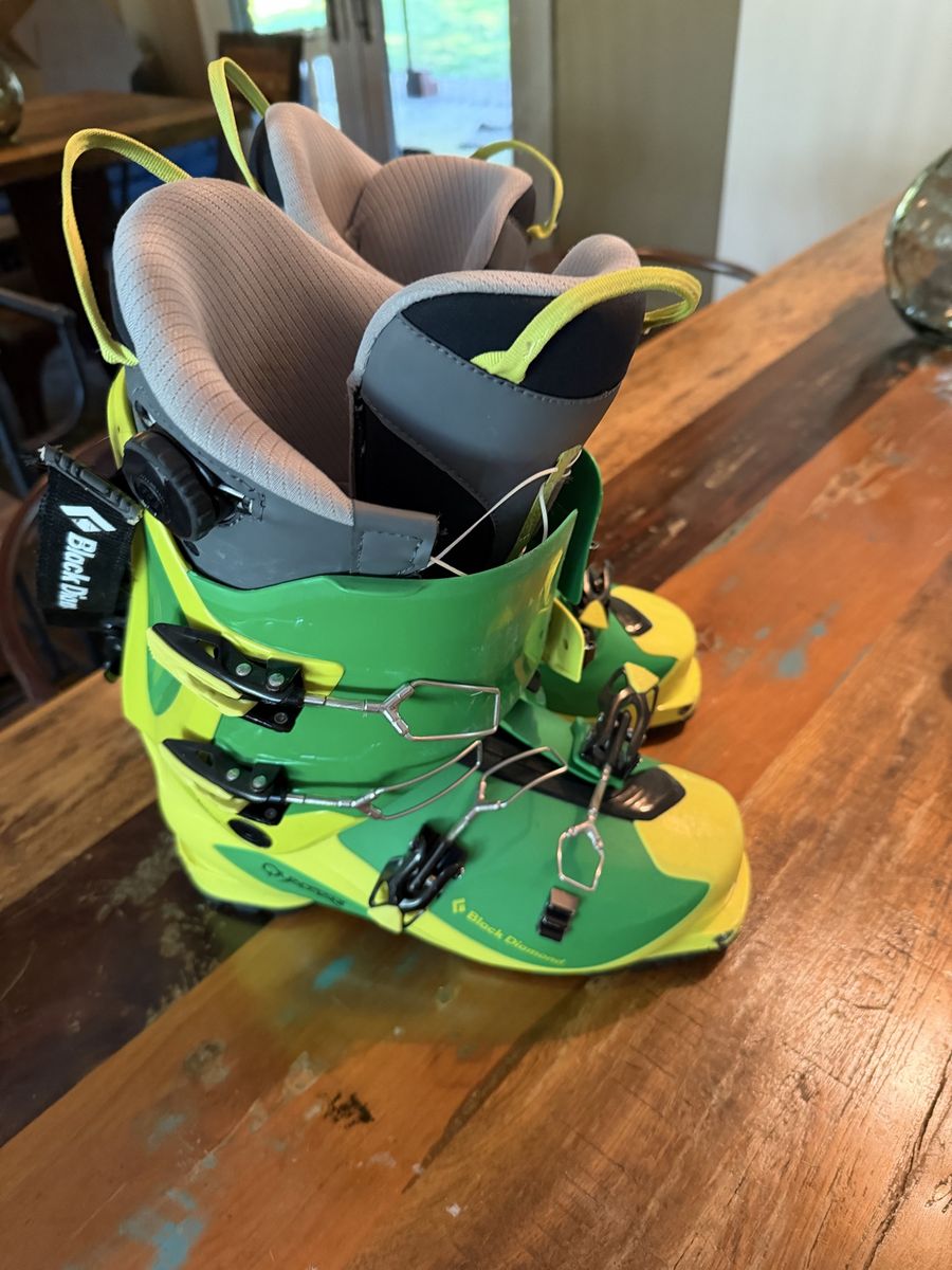Black Diamond Factor MX 130 AT Ski Boots Green/Yellow Ski Touring Alpine US M 14.5