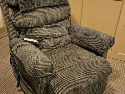 Large Gray Corduroy Powered Lifting Recliner Chair with Remote Control