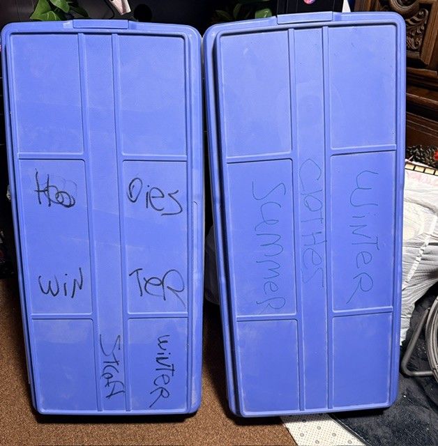 Hefty RISE 63-qt (59.62L) Storage Bins - Pair of 2, Blue, Secure Latch
