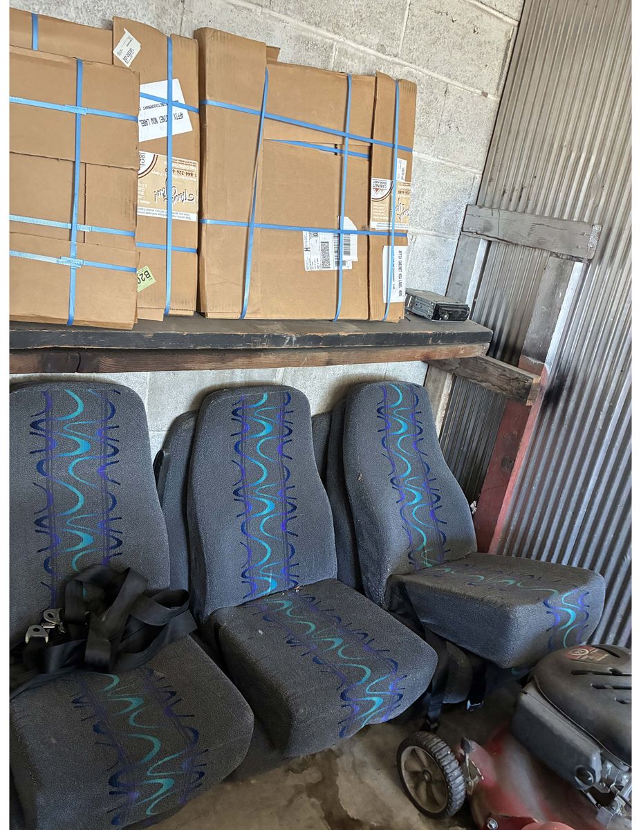 Used Van Seats - Gray Fabric with Blue Wavy Pattern