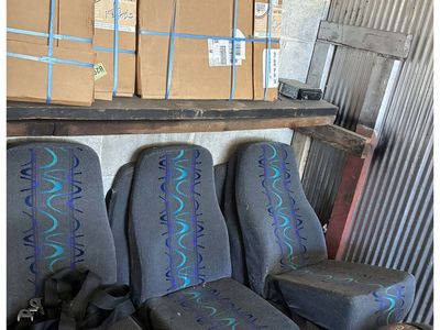 Used Van Seats - Gray Fabric with Blue Wavy Pattern