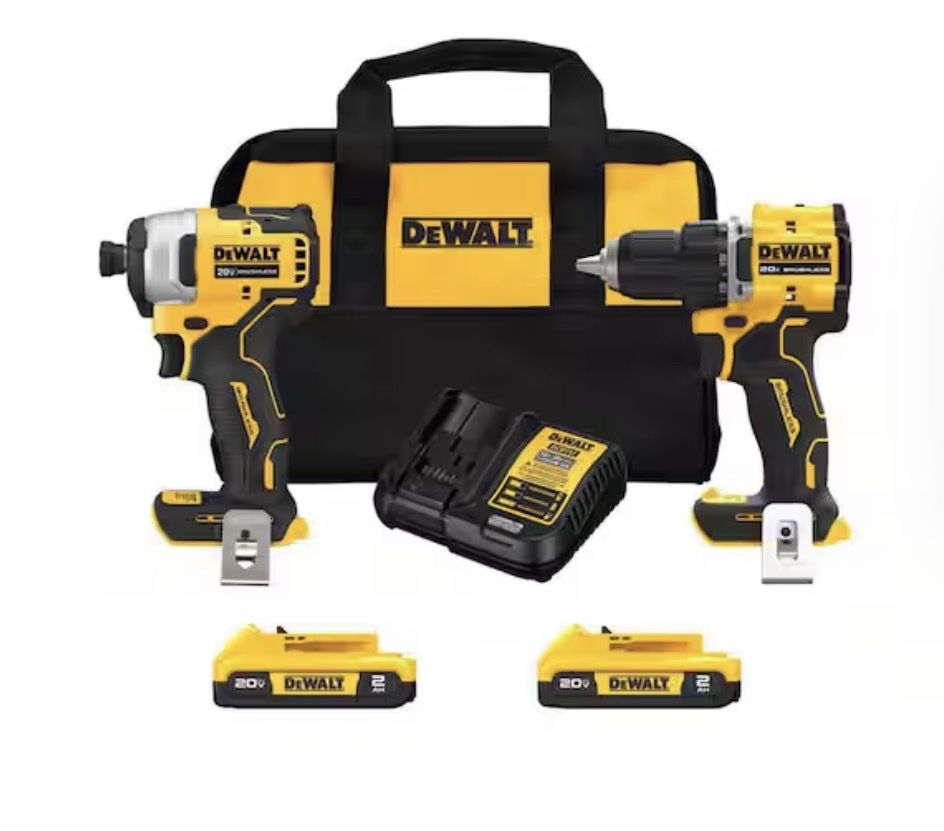 DEWALT 20V MAX Cordless 2-Tool Combo Kit: Drill/Driver, Impact Driver, 2x 2.0Ah Batteries, Charger, Bag