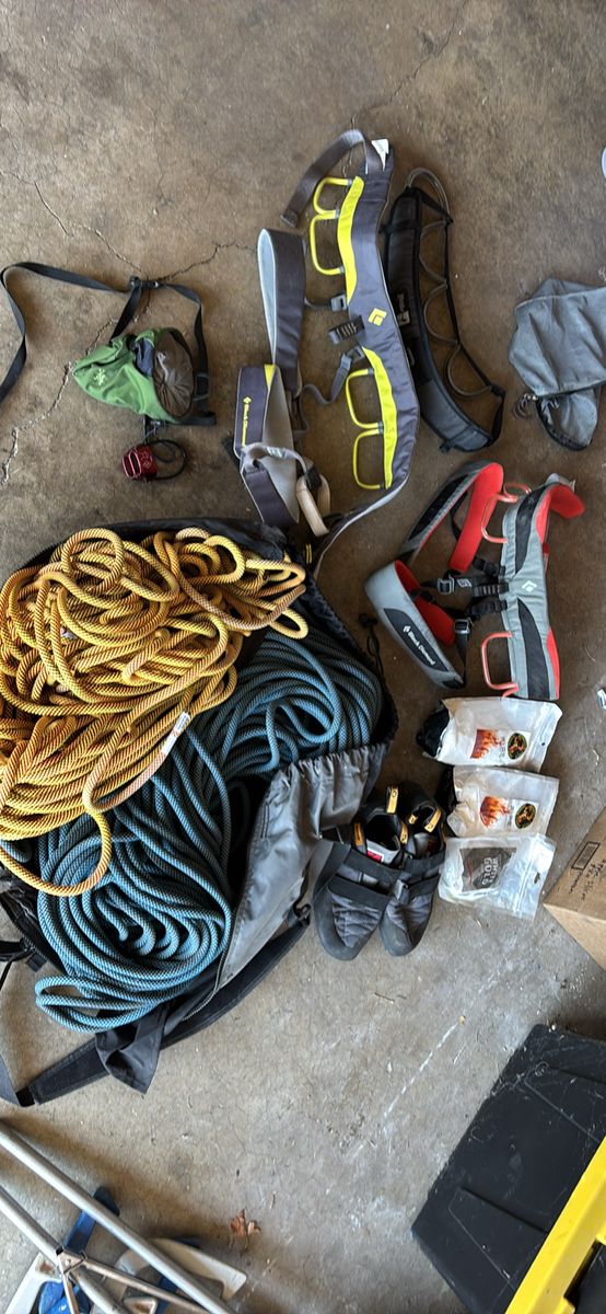 Black Diamond Climbing Gear Lot: Harnesses, Ropes, Shoes & Accessories - Used