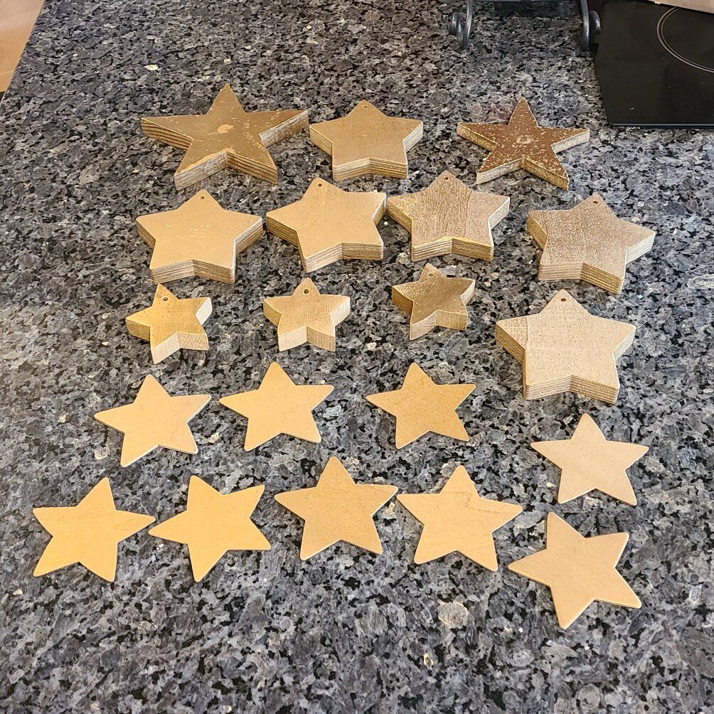 Wood Gold Stars