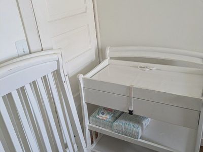 White Crib and Changing Table