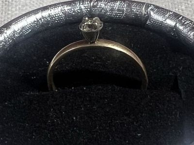 Delicate Solitaire Diamond Ring - Vintage Gold Band