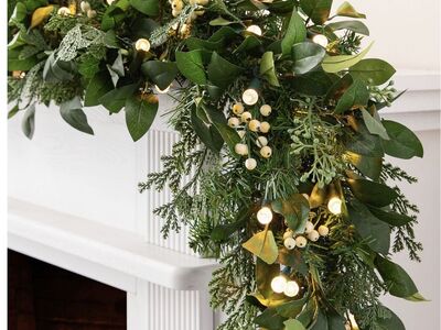 Balsam Hill White Berry Cypress Foliage Garland