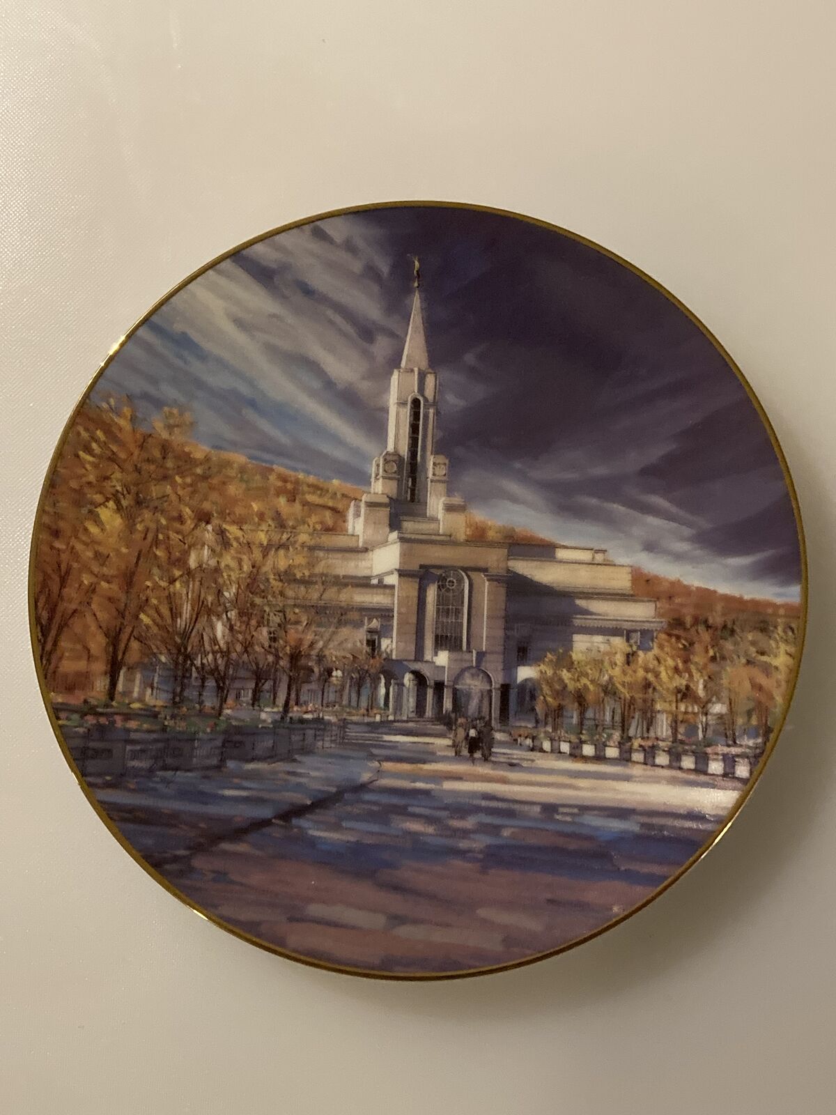 Vintage Porcelain Collector Plate - 1994 - "BOUNTIFUL UTAH TEMPLE"  with COA