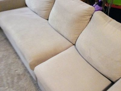 Grey Fabric 3-Cushion Sofa Couch
