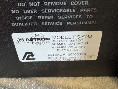 ASTRON Corporation RS-50M Regulated DC Power Supply, 13.8 VDC, 37A Continuous / 50A ICS