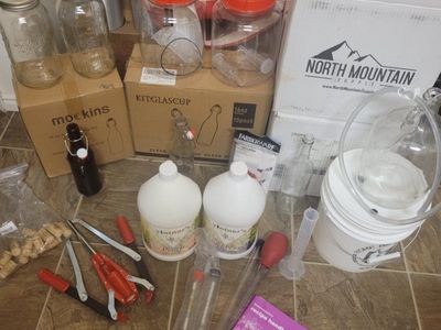 Complete Home Winemaking Kit - Fermenters, Bottles, Juices, Corker & More! New/Like New Condition