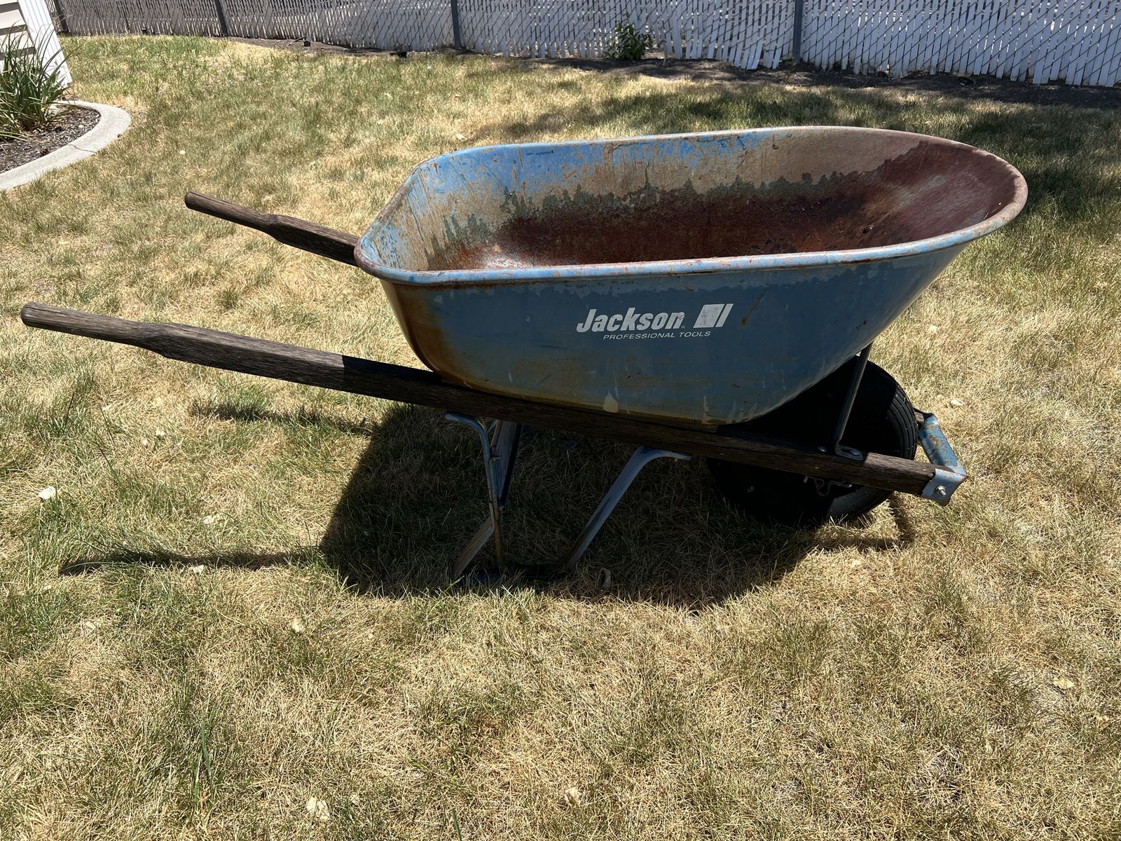 Jackson Professional Tools Blue Steel Wheelbarrow for Garden & Yard Work