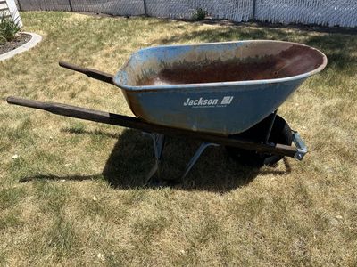 Jackson Professional Tools Blue Steel Wheelbarrow for Garden & Yard Work