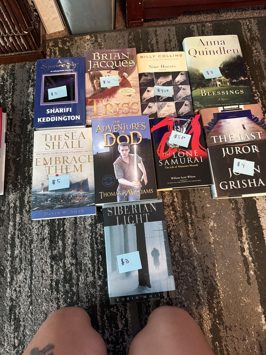 Lot of 8 Assorted Books: Fiction, Non-Fiction, Poetry - Grisham, Quindlen, Jacques, Collins