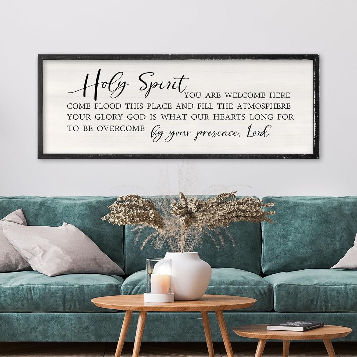 40" x 15" Black Framed Holy Spirit You are Welcome Here Wall Decor