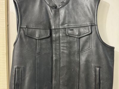 First MFG Platinum Label Leather Motorcycle Vest club Men's XL Black