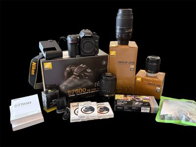 Nikon D7500. This set comes w/3 Lenses Plus Extras! DSLR, Camera, Digital Camera, Nikon Lenses, lens filters.