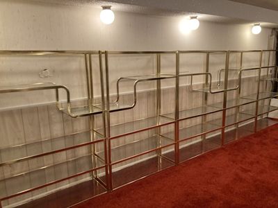 Brass and glass Hollywood Regency Milo Baughman style MCM Etegere's (X5)