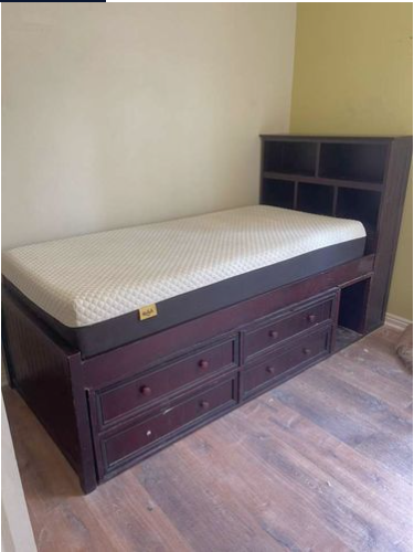 Twin XL Platform Storage Bed + Purple Mattress