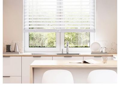 Cordless 2" Faux Wood Blind, 46.5" W x 60" H - White