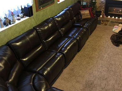 Dark Brown Leather Electrical Reclining Sectional