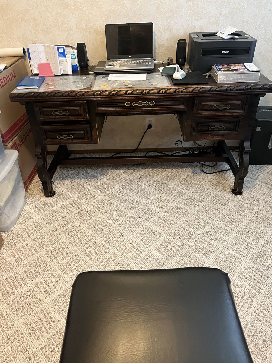 Brown Wooden Executive Desk with Drawers (60" x 23.25" x 30")