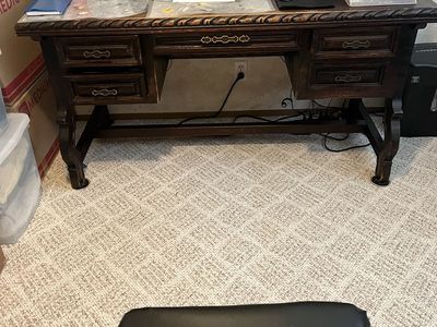 Brown Wooden Executive Desk with Drawers (60" x 23.25" x 30")