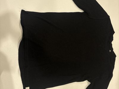 Standard Cloth Men's Black Thermal Long Sleeve Knit Shirt - Size L