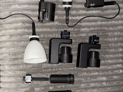 Camera Photo Studio Equipment Kit, Various Lights, Clamps, and Power Supplies