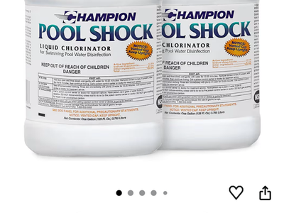 CHAMPION Pool Shock Liquid Chlorinator - 2x 1 Gallon for Swimming Pool Water Disinfection