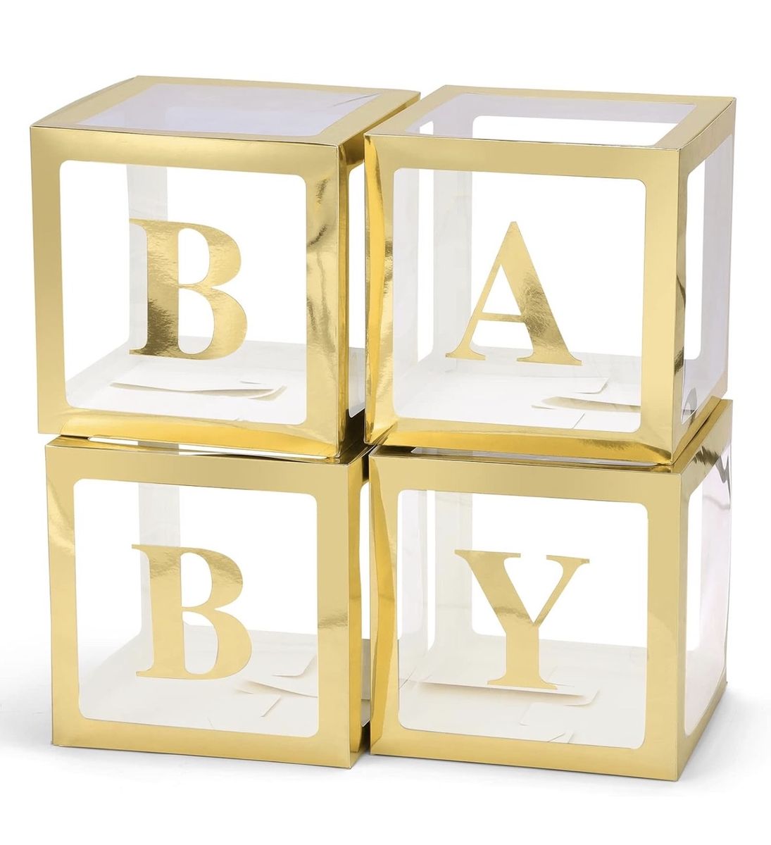 Gold BABY Balloon Boxes 11.8" for Baby Showers, Birthday Parties, Gender Reveals, Photo Props