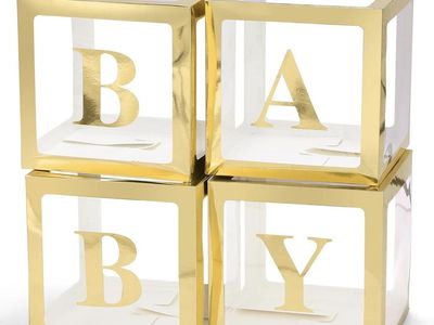 Gold BABY Balloon Boxes 11.8" for Baby Showers, Birthday Parties, Gender Reveals, Photo Props