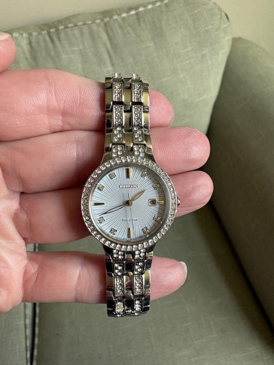 Citizen Eco-Drive Women's Crystal Accent Silver Tone Stainless Steel Watch