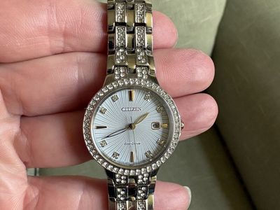 Citizen Eco-Drive Women's Crystal Accent Silver Tone Stainless Steel Watch