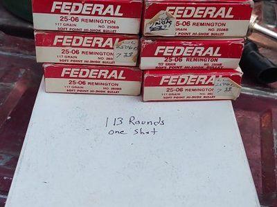 Federal Hi-Power 25-06 Remington 117 Ammo Boxes & Brass - 113 Rounds