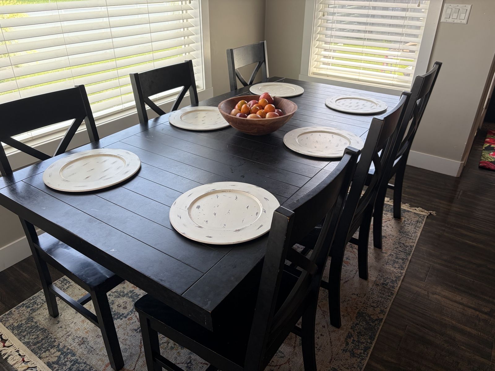 7 piece black kitchen dining table