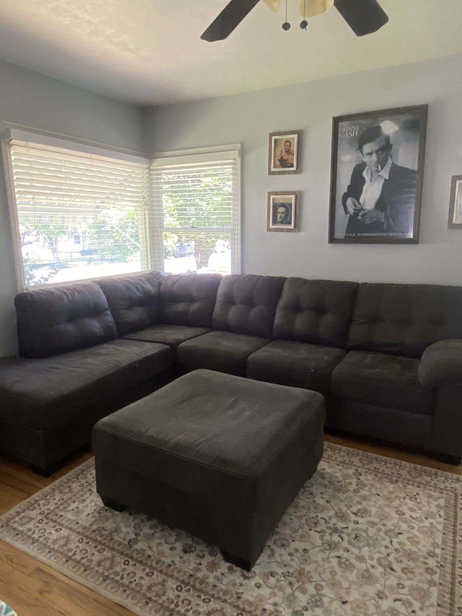 Sectional Sofa with Ottoman - Gray, Some Rips