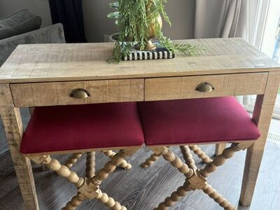 C.G Sparks Entry Table/desk & X Ottomans/stools