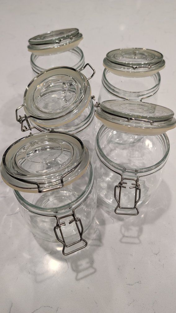 Set of 5 Airtight Honey Glass Jars