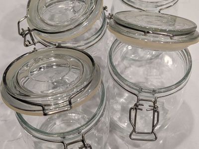 Set of 5 Airtight Honey Glass Jars
