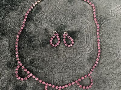 Rhinestone Necklace / Choker and Earring Set - Vintage