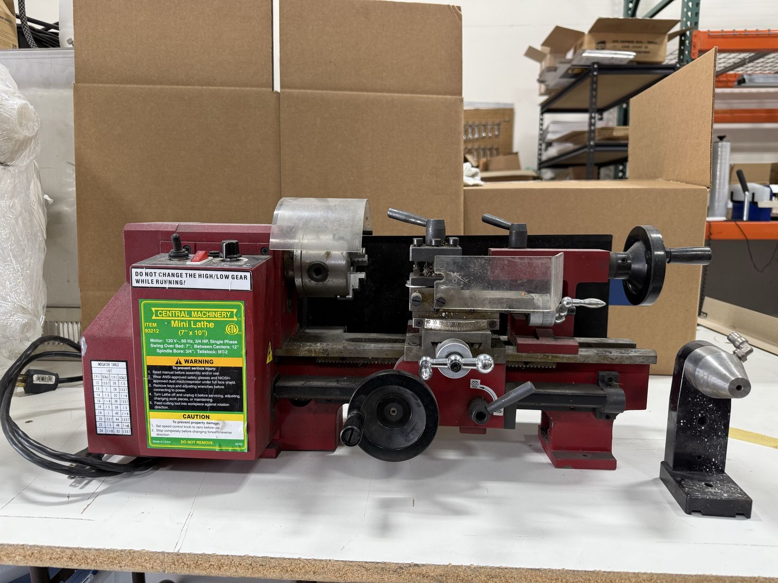 Mini Metal Lathe Central Machinery 7x10 93212 — 3/4 HP, 120V, Works