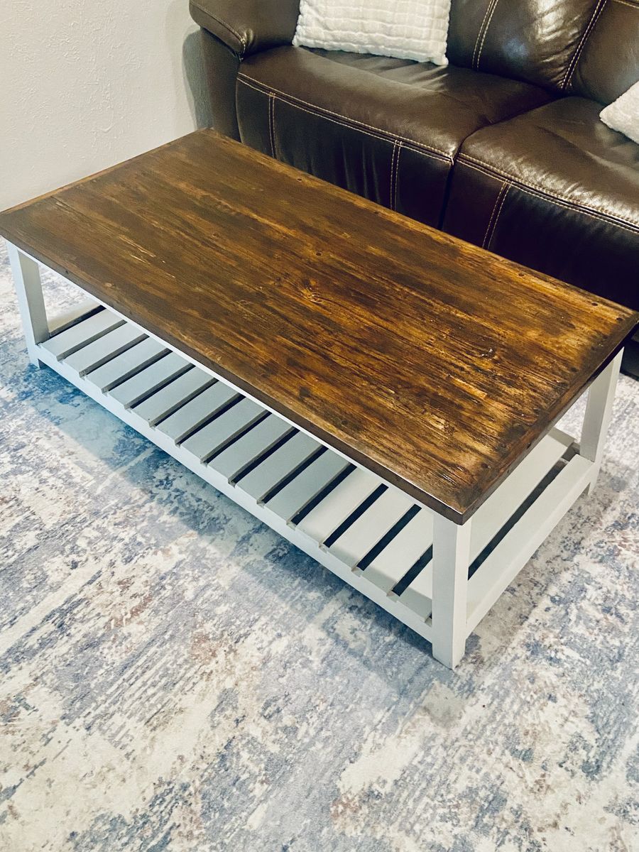 Hand-Refinished Solid Wood Farmhouse Coffee Table