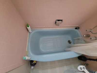 vintage blue tub and sink
