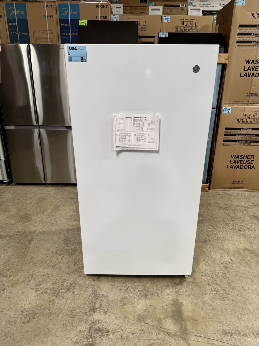 NEW GARAGE READY FROST FREE GE UPRIGHT FREEZER