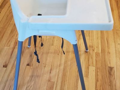 IKEA Antilop High Chair with Tray & Safety Belt - White/Silver