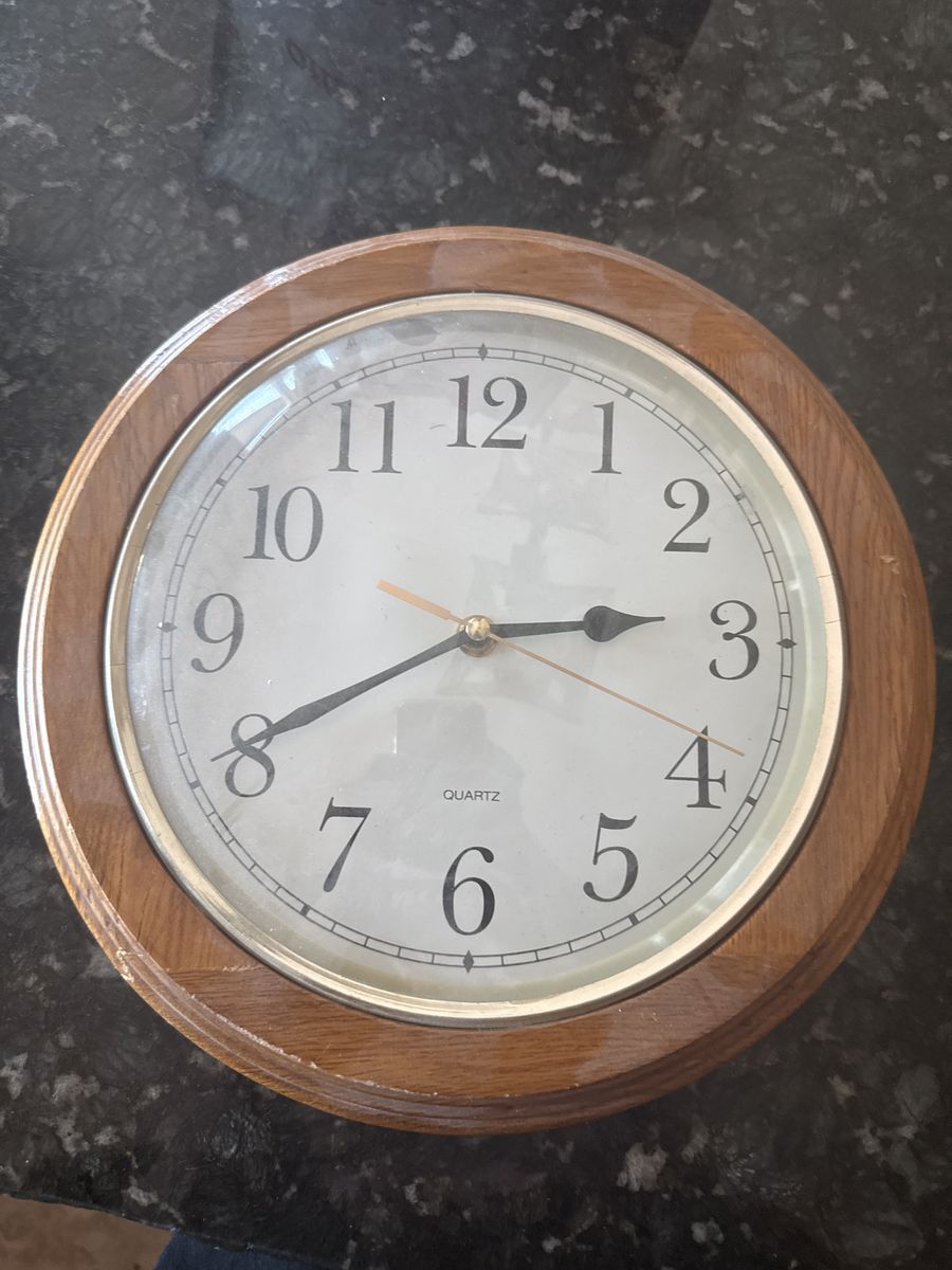 Quartz Wall Clock with Wooden Frame - Classic Design, Works Great