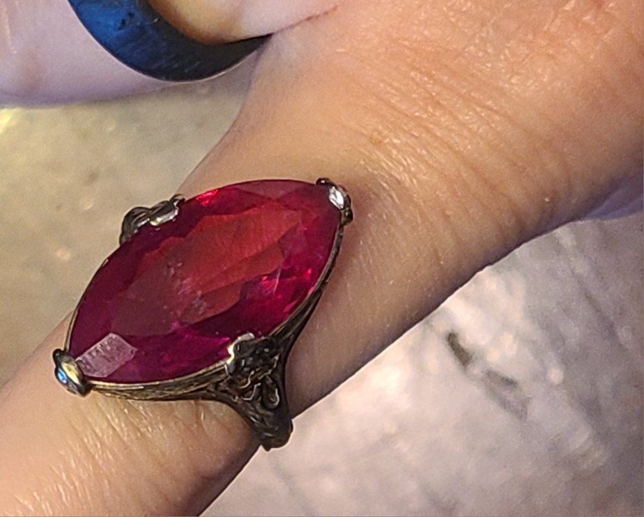 vintage 14k gold with large ruby ring