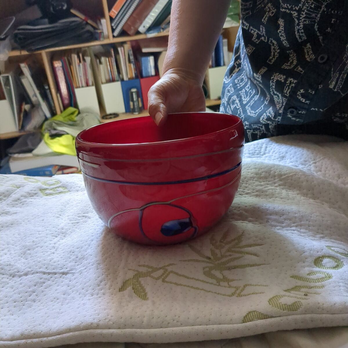 vintage hand blown glass bowl